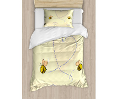 Buzzing Flies Heart Shape Duvet Cover Set