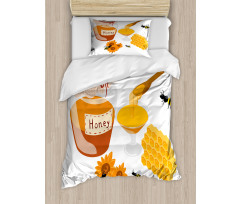 Spoon Jar and Sunflowers Duvet Cover Set