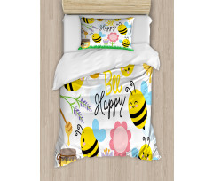 Bee Happy Spring Garden Duvet Cover Set