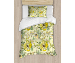 Watercolor  Leaves Blossom Duvet Cover Set