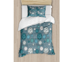 Circles Flowers Graphic Duvet Cover Set