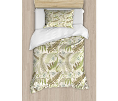 Curlicue Fern Leaves Art Duvet Cover Set