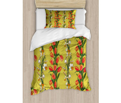 Tulips and Daffodils Pattern Duvet Cover Set