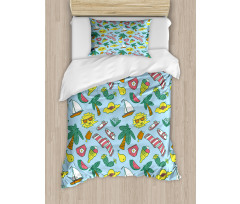 Cartoon Beach Time Design Duvet Cover Set