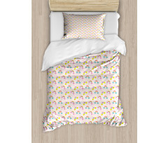 Rainbows Raindrops Cartoon Duvet Cover Set