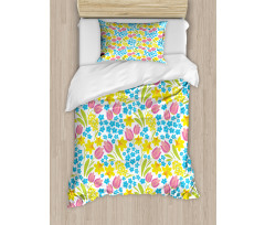 Spring Daffodil Tulip Mimosa Duvet Cover Set