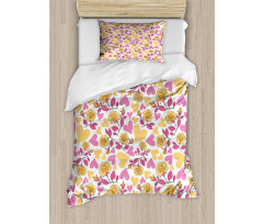 Hearts and Blooming Roses Duvet Cover Set