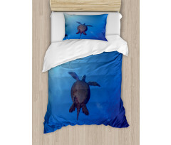 Sea Turtle in Deep Sea Duvet Cover Set