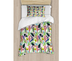 Monstera Leaves Graphic Duvet Cover Set