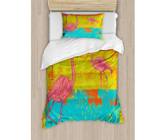 Retro Vintage Flamingo Duvet Cover Set