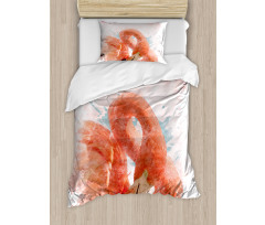 Exotic Bird Watercolor Duvet Cover Set