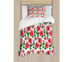 Watercolor Fresh Blossoms Duvet Cover Set