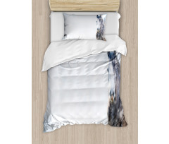 Grey Horse Snow Scenery Duvet Cover Set