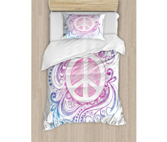 Peace Sign and Swirls Duvet Cover Set