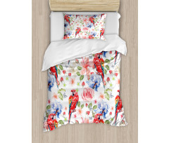 Parrots Iris and Roses Duvet Cover Set