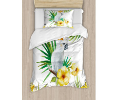 Hibiscus with Wild Birds Duvet Cover Set