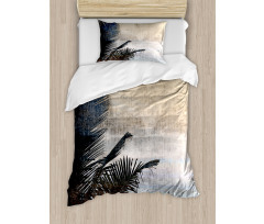 Grunge Palm Trees Art Duvet Cover Set