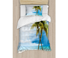 Beach Palm Trees Rock Duvet Cover Set