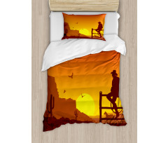 Wild West Sunset Scene Duvet Cover Set