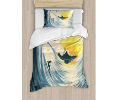 Cloudy Tropical Island Duvet Cover Set