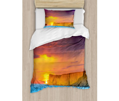 Sea Sunset with Cliffs Duvet Cover Set