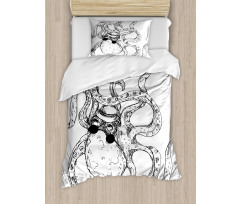 Hipster Animal Sketch Duvet Cover Set