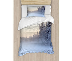 Frozen Lake in Woods Duvet Cover Set