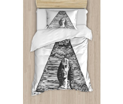 Sphinx Pyramid Sketch Duvet Cover Set