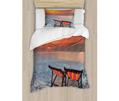 Beach with Colorful Sky Duvet Cover Set