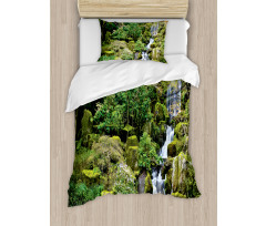 Trees Foliage Rock Garden Duvet Cover Set