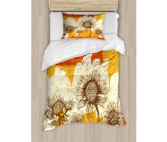 Abstract Drawing Flowers Duvet Cover Set