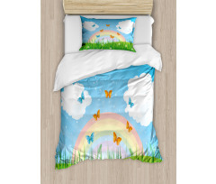 Meadow Butterfly Rainbow Duvet Cover Set