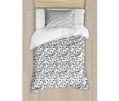 Greyscale Botanical Curl Duvet Cover Set