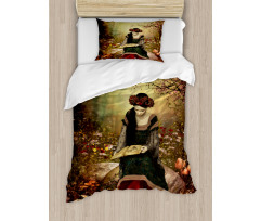 Lady with Book Duvet Cover Set