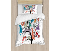 Cat Tree with Kittens Duvet Cover Set