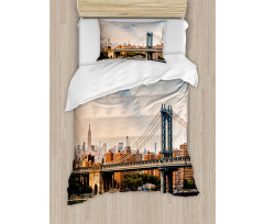 Manhattan Bridge in NYC Duvet Cover Set