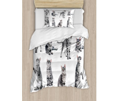 Striped Furry Animal Posing Duvet Cover Set