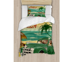 Cuba Beach Ocean Palm Duvet Cover Set