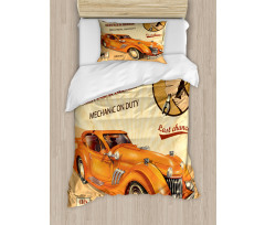 Engine and Mechanic Sign Duvet Cover Set