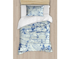 Old Airplane Drawing Duvet Cover Set