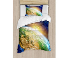 View of Sunrise Planet Duvet Cover Set