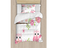 Spring Floral Baby Owls Duvet Cover Set