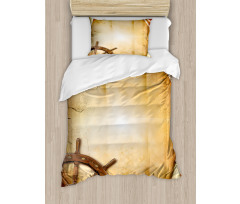 Old Paper Effect Wheel Duvet Cover Set