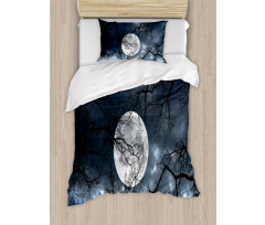 Moon at Night in Forest Duvet Cover Set