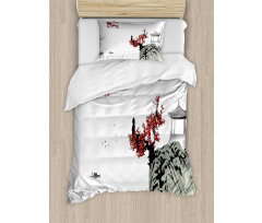 Cherry Blossoms and Boat Duvet Cover Set