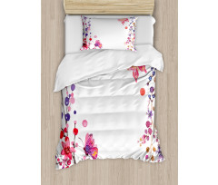 Floral Art and Butterfly Duvet Cover Set
