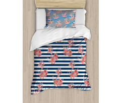 Anchor Striped Backdrop Duvet Cover Set