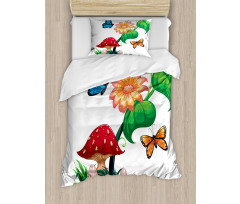 Flowering Plant Butterfly Duvet Cover Set