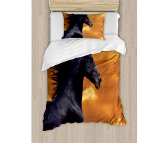 Galloping Friesian Horse Duvet Cover Set