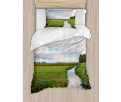 Calm River Meadow Trees Duvet Cover Set